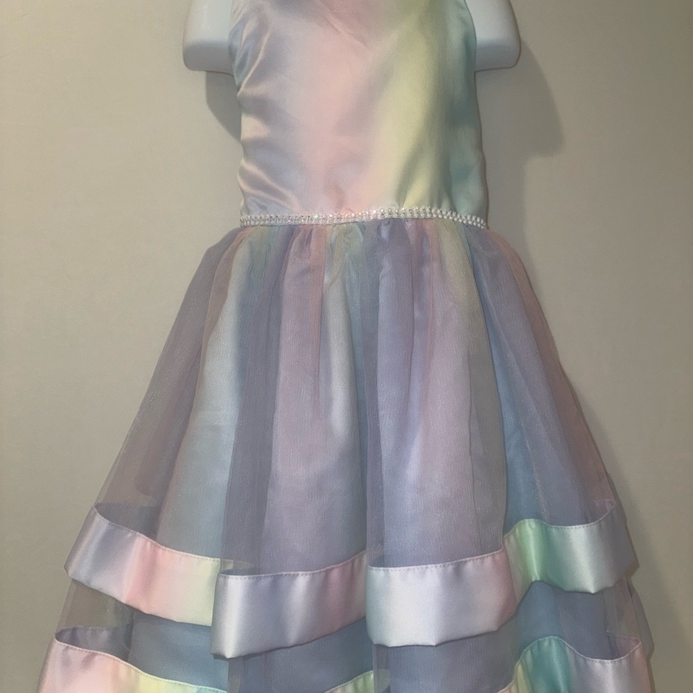 Blueberi Boulevard Pastel Rainbow Dress (Girl's Size 8)